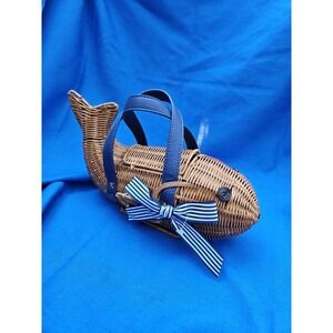 Cappelli Straworld Wicker Fish Purse Nautical Coastal Beach Vintage Cape‎ Cod